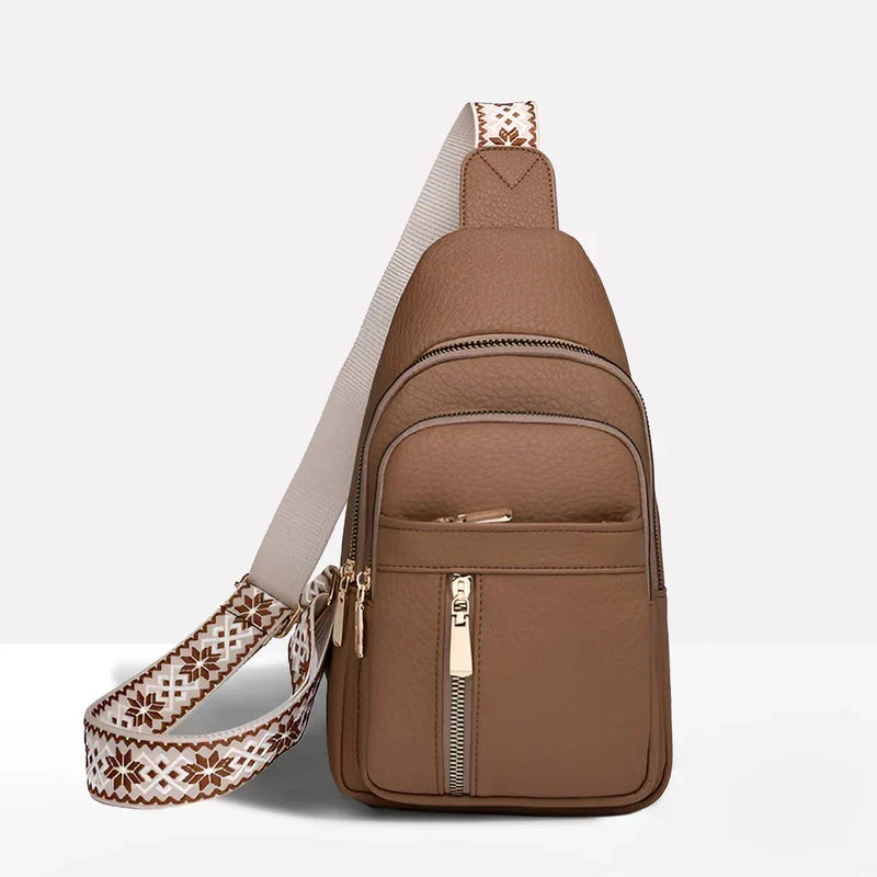 Crossbody Bag Water-Resistant PU Leather Five Compartments & Hidden Pocket