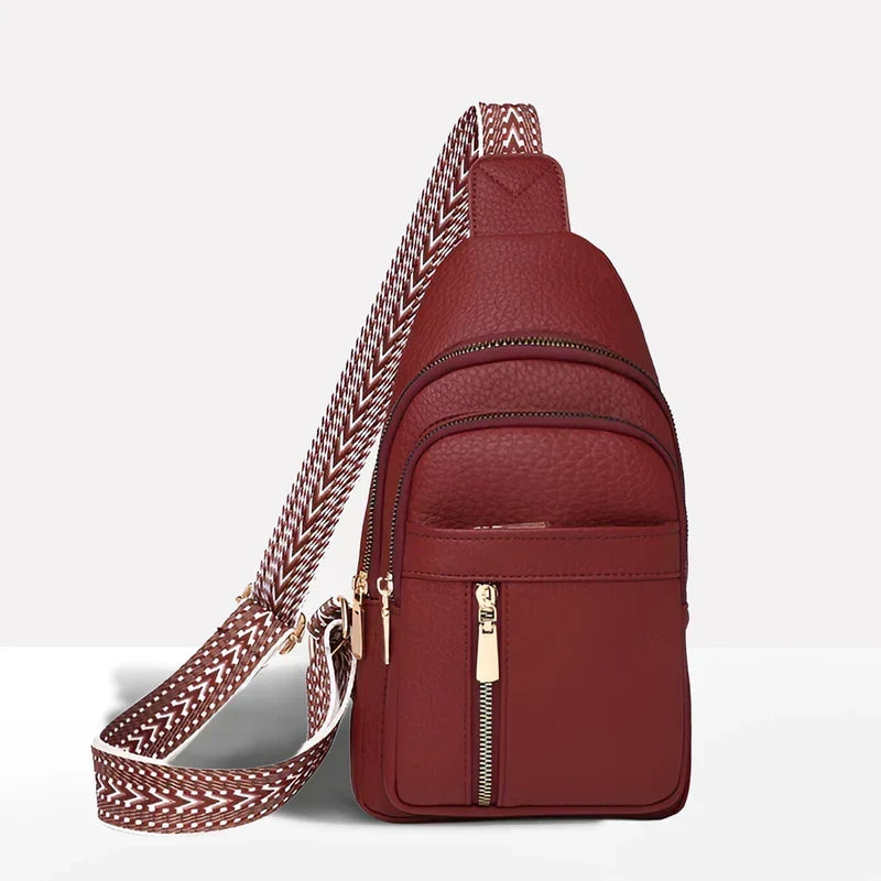 Crossbody Bag Water-Resistant PU Leather Five Compartments & Hidden Pocket