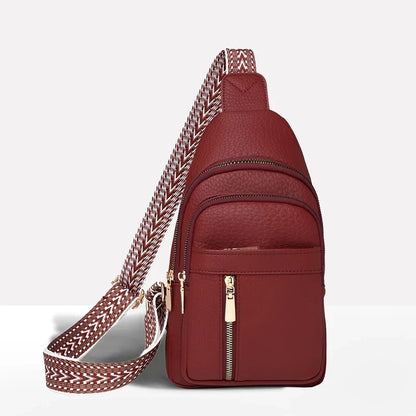 Crossbody Bag Water-Resistant PU Leather Five Compartments & Hidden Pocket