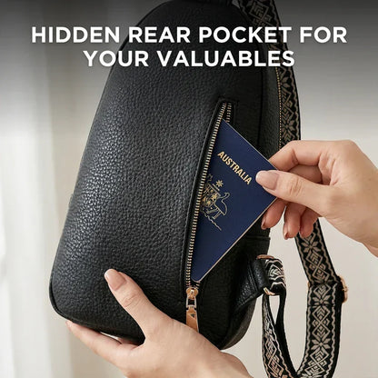 Crossbody Bag Water-Resistant PU Leather Five Compartments & Hidden Pocket