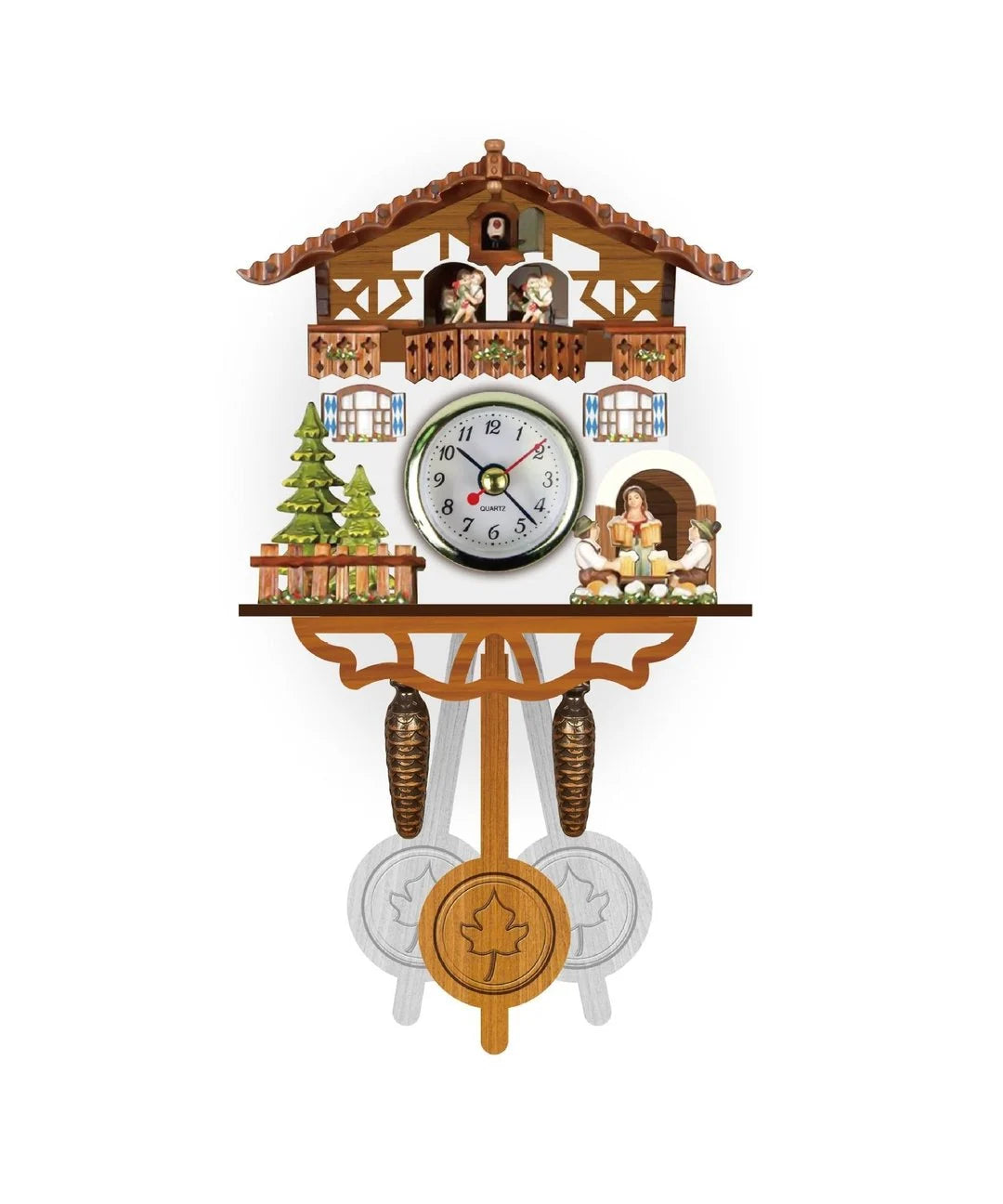 Cuckoo Clock Hand-Painted Wooden Chalet Music & Night Shutoff
