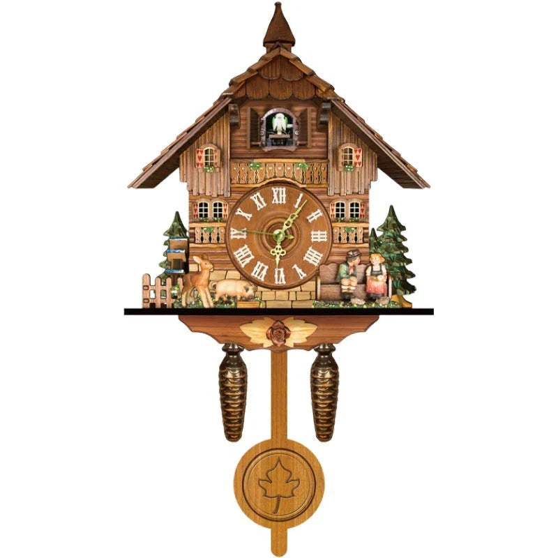 Cuckoo Clock Hand-Painted Wooden Chalet Music & Night Shutoff
