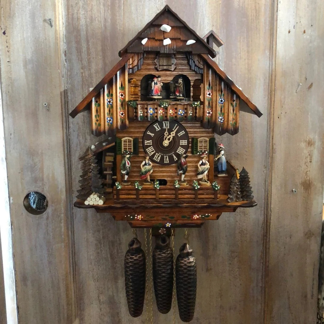 Cuckoo Clock Hand-Painted Wooden Chalet Music & Night Shutoff
