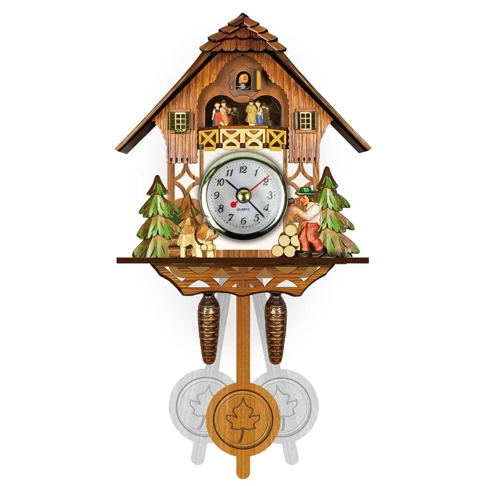 Cuckoo Clock Hand-Painted Wooden Chalet Music & Night Shutoff