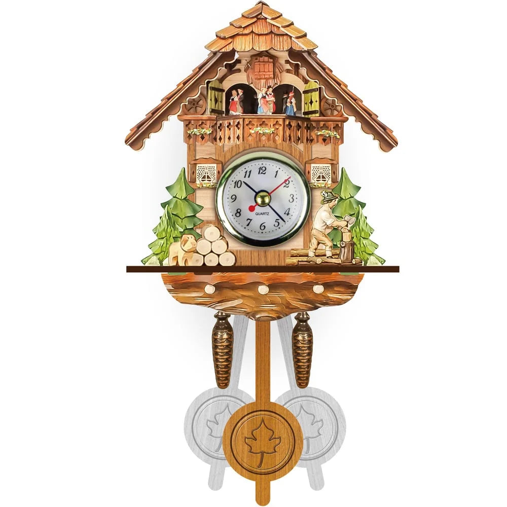 Cuckoo Clock Hand-Painted Wooden Chalet Music & Night Shutoff