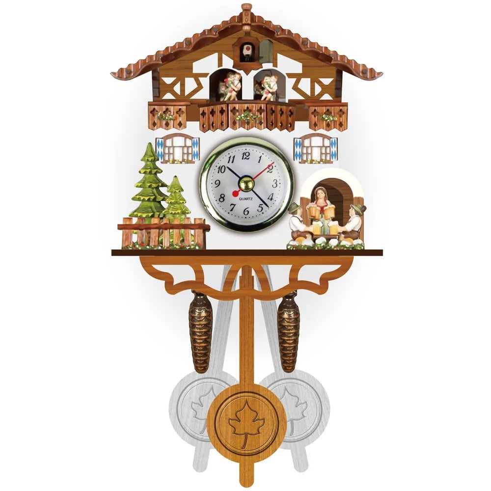 Cuckoo Clock Hand-Painted Wooden Chalet Music & Night Shutoff