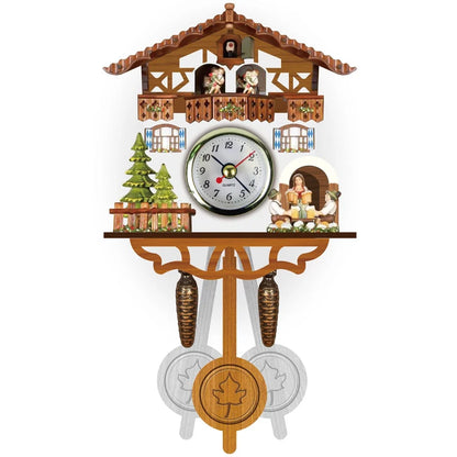 Cuckoo Clock Hand-Painted Wooden Chalet Music & Night Shutoff