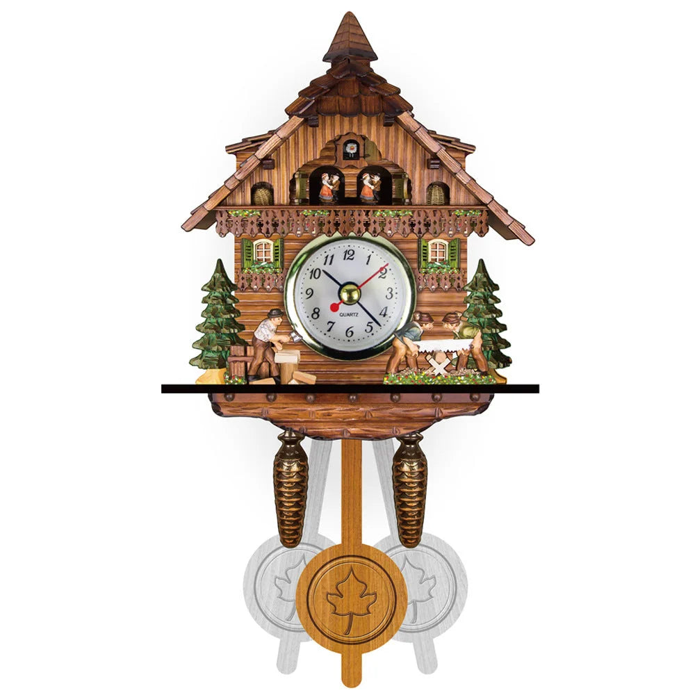 Cuckoo Clock Hand-Painted Wooden Chalet Music & Night Shutoff