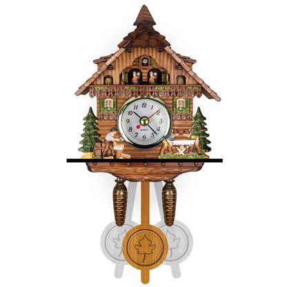 Cuckoo Clock Hand-Painted Wooden Chalet Music & Night Shutoff