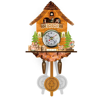 Cuckoo Clock Hand-Painted Wooden Chalet Music & Night Shutoff