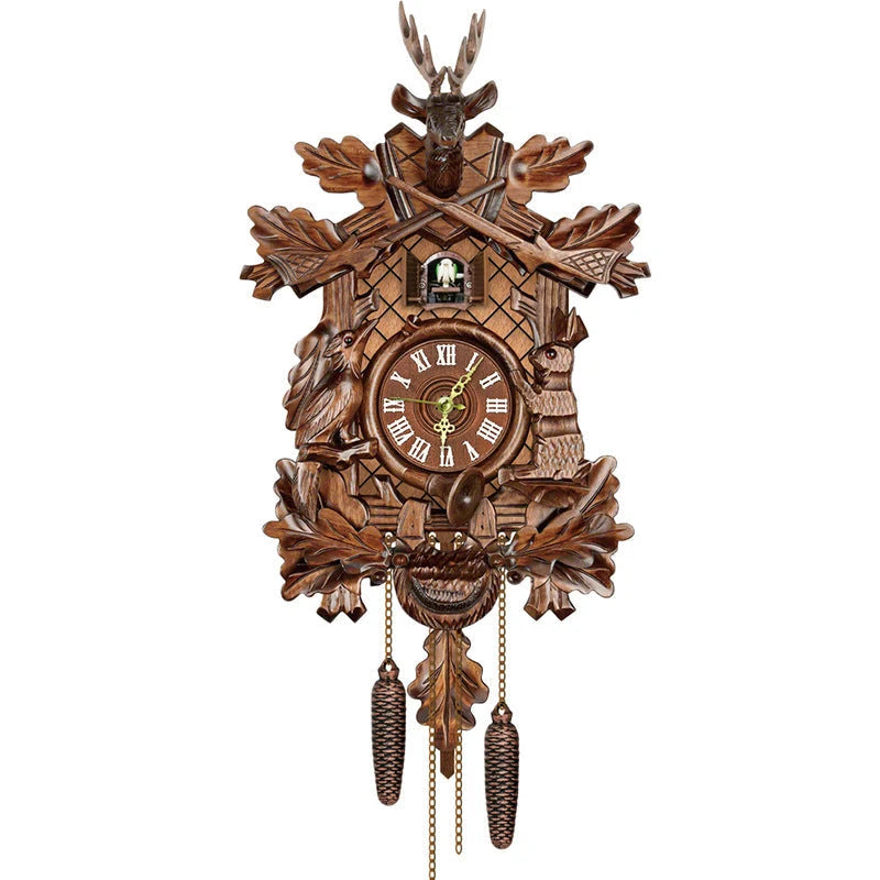 Cuckoo Clock Hand-Painted Wooden Chalet Music & Night Shutoff