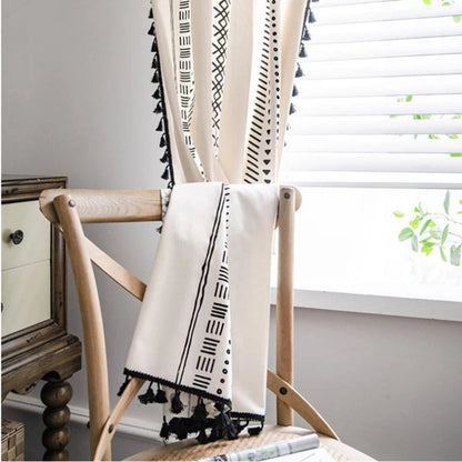 Curtain Blackout Embroidered Grid Rod Pocket
