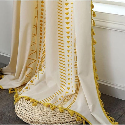 Curtain Blackout Embroidered Grid Rod Pocket