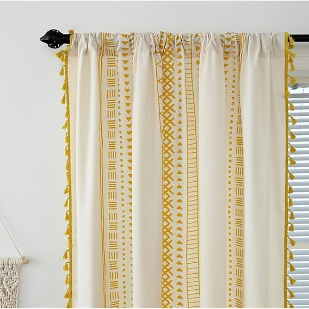Curtain Blackout Embroidered Grid Rod Pocket