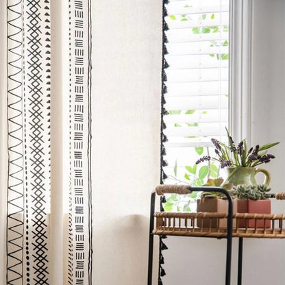 Curtain Blackout Embroidered Grid Rod Pocket