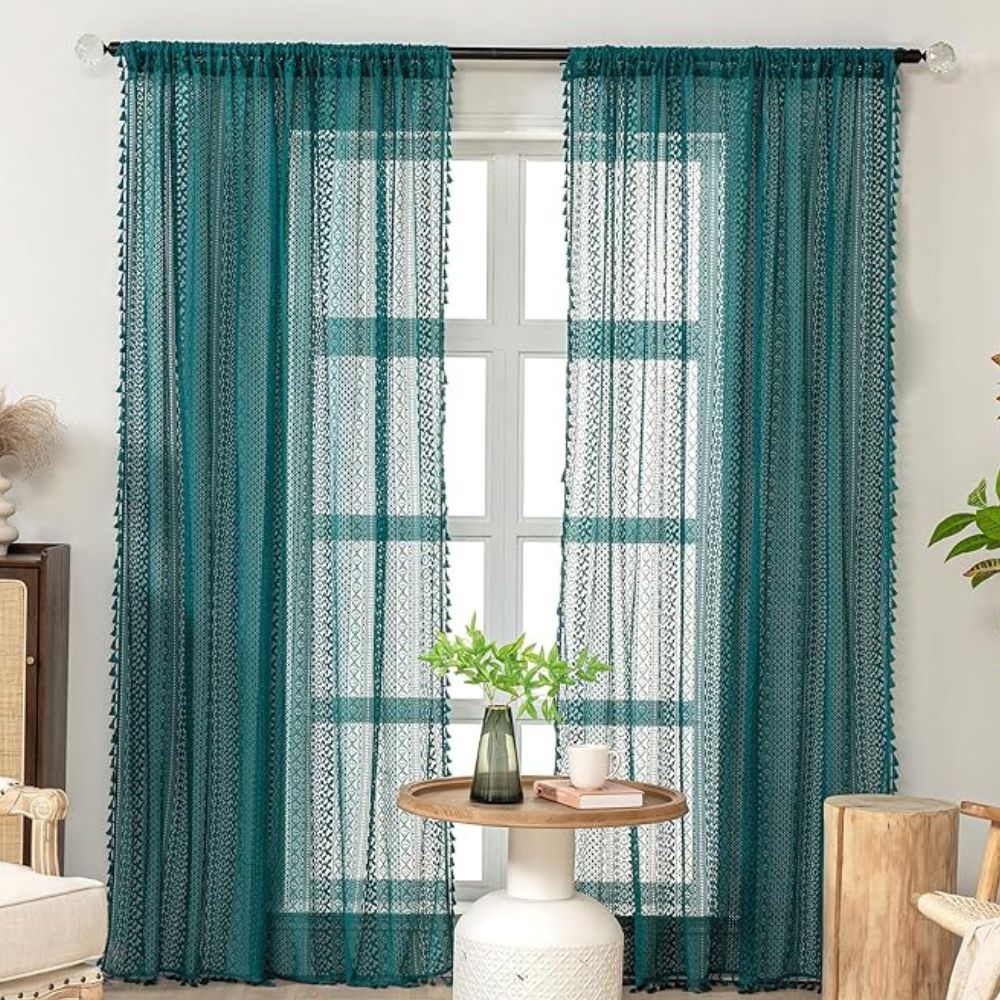 Curtain Crochet Lace Tassel Light-Filtering