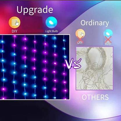 Curtain Lights RGB Color Changing App-Controlled Music Sync