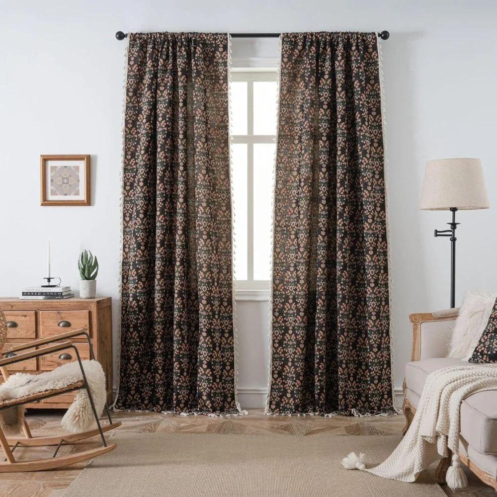 Curtain Microfiber Semi-Shade Tassel Fringe