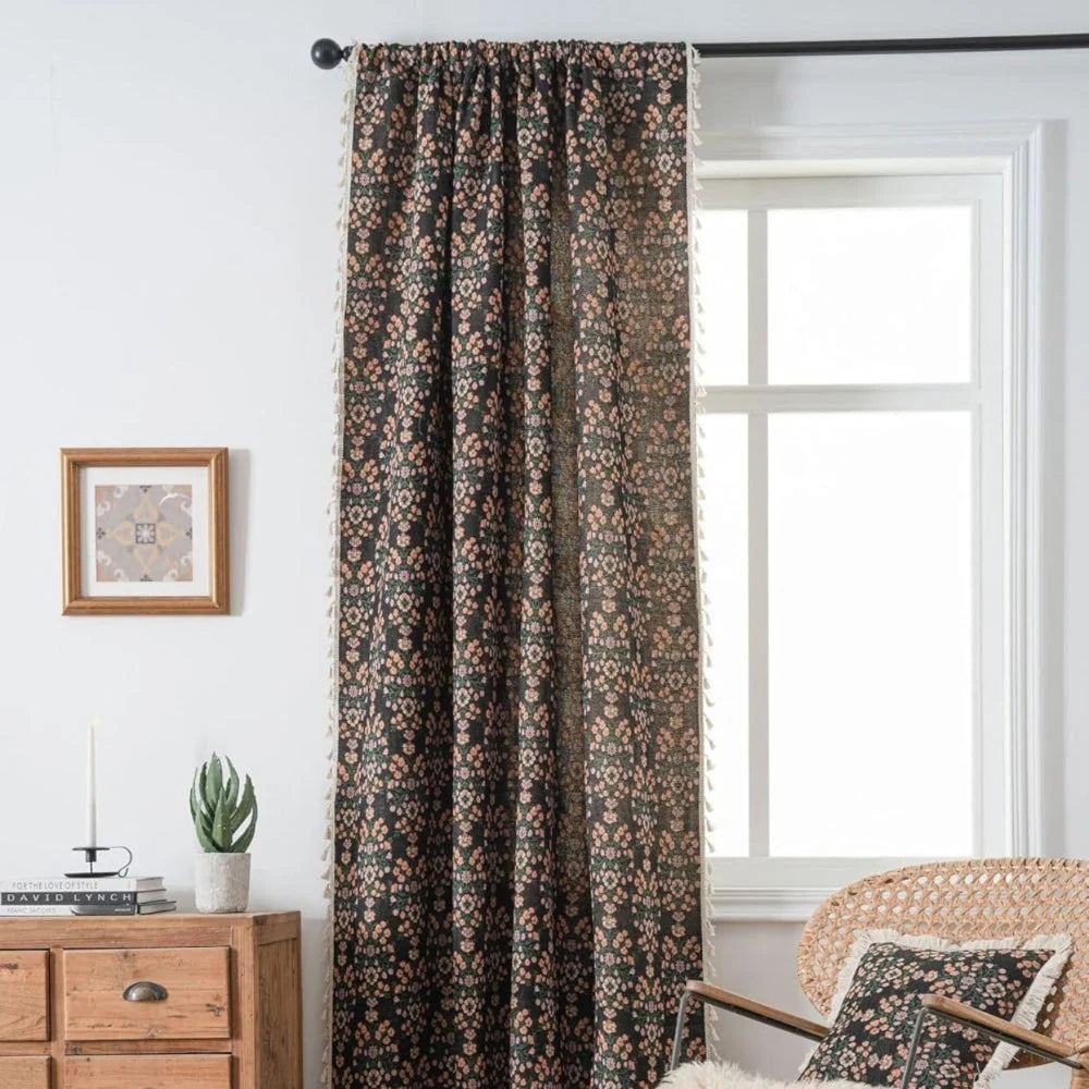 Curtain Microfiber Semi-Shade Tassel Fringe