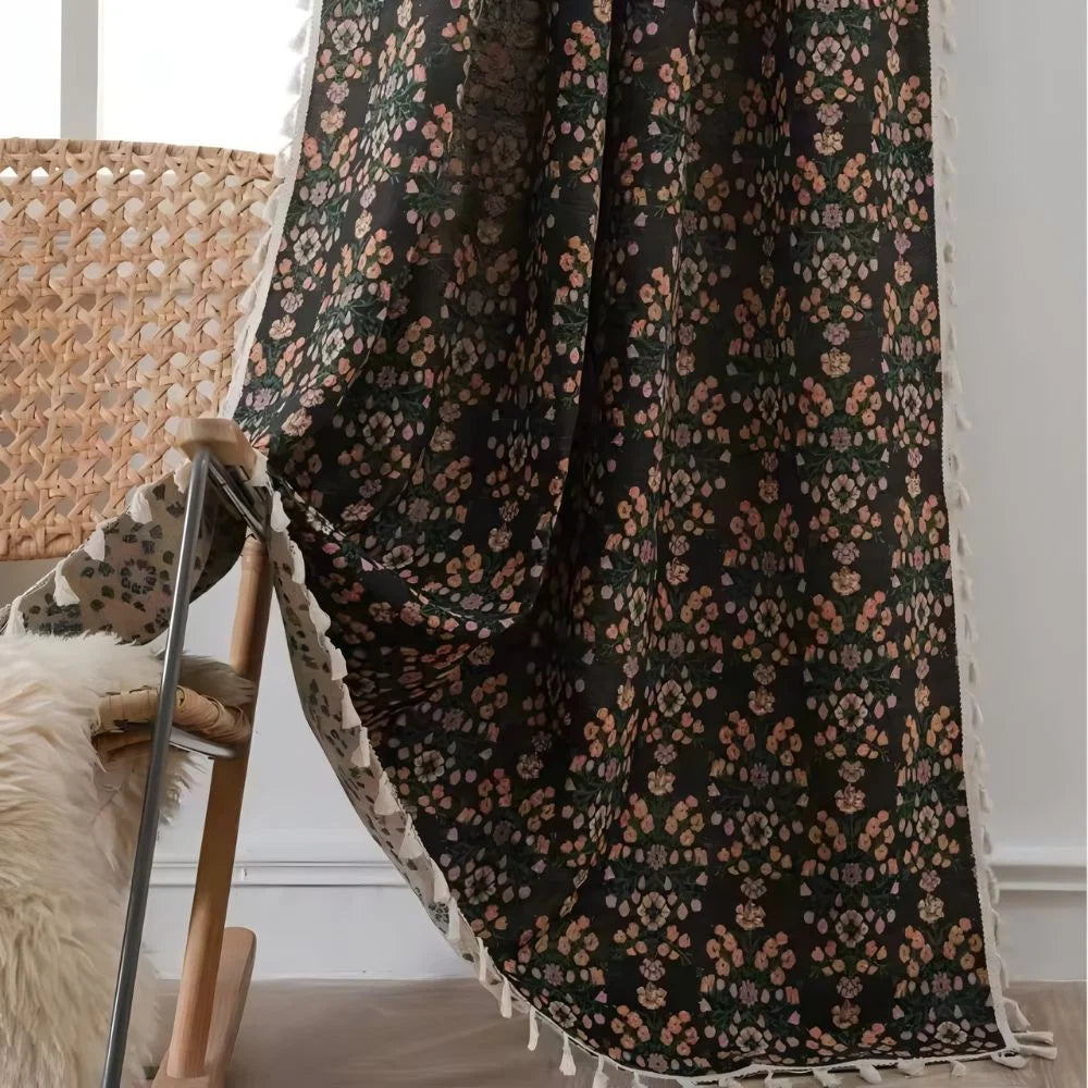 Curtain Microfiber Semi-Shade Tassel Fringe