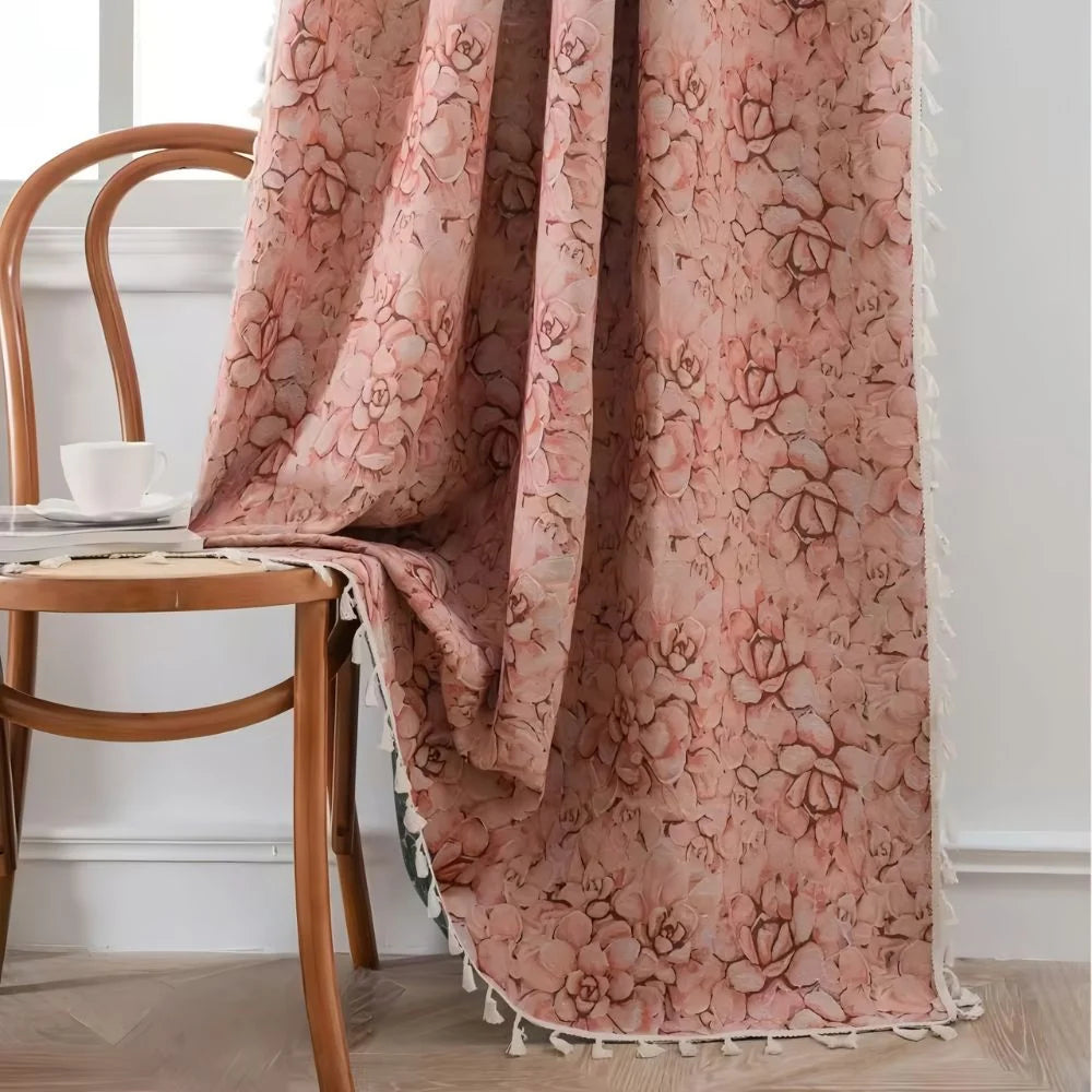 Curtain Microfiber Semi-Shade Tassel Fringe