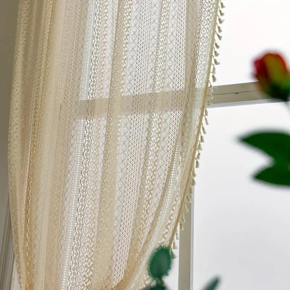 Curtain Panel Bohemian Crochet Tassel Trim