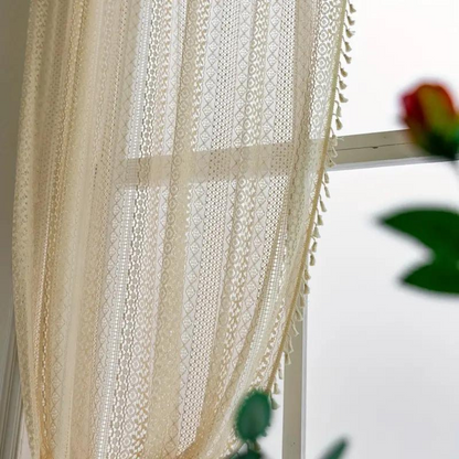 Curtain Panel Bohemian Crochet Tassel Trim