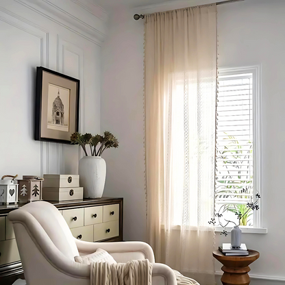 Curtain Panel Bohemian Crochet Tassel Trim