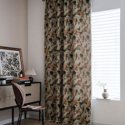 Curtain Panel Light-Filtering Microfiber Blend & Tassel Trim