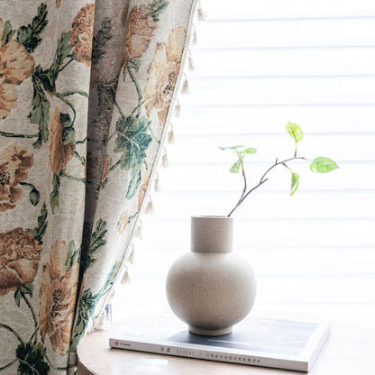 Curtain Panel Light-Filtering Microfiber Blend & Tassel Trim