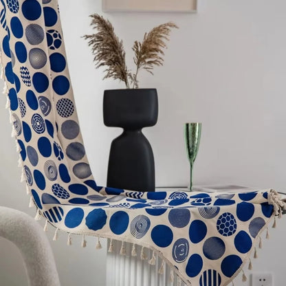 Curtain Panel Retro Blue Polka Dot Microfiber Blackout Valance