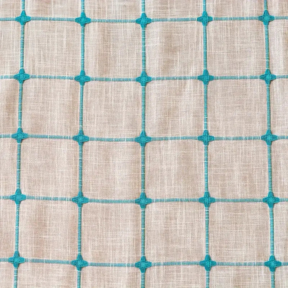 Curtain Panel Semi-Blackout Turquoise Embroidered Tassels
