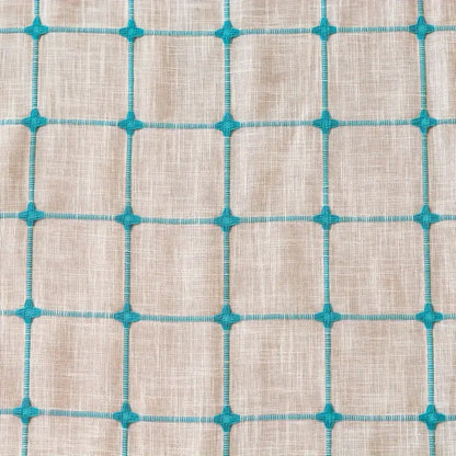 Curtain Panel Semi-Blackout Turquoise Embroidered Tassels