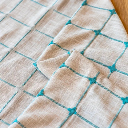 Curtain Panel Semi-Blackout Turquoise Embroidered Tassels
