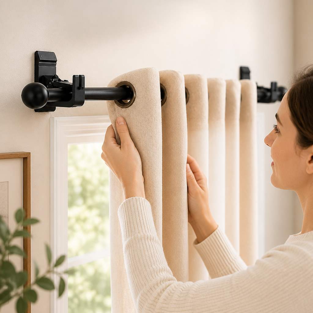 Curtain Rod Brackets No-Drill Damage-Free Holds 30 lb