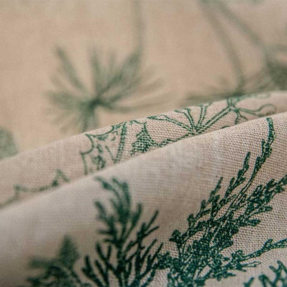Curtain Semi-Blackout Cotton-Linen Pine Bird Tassel Pattern