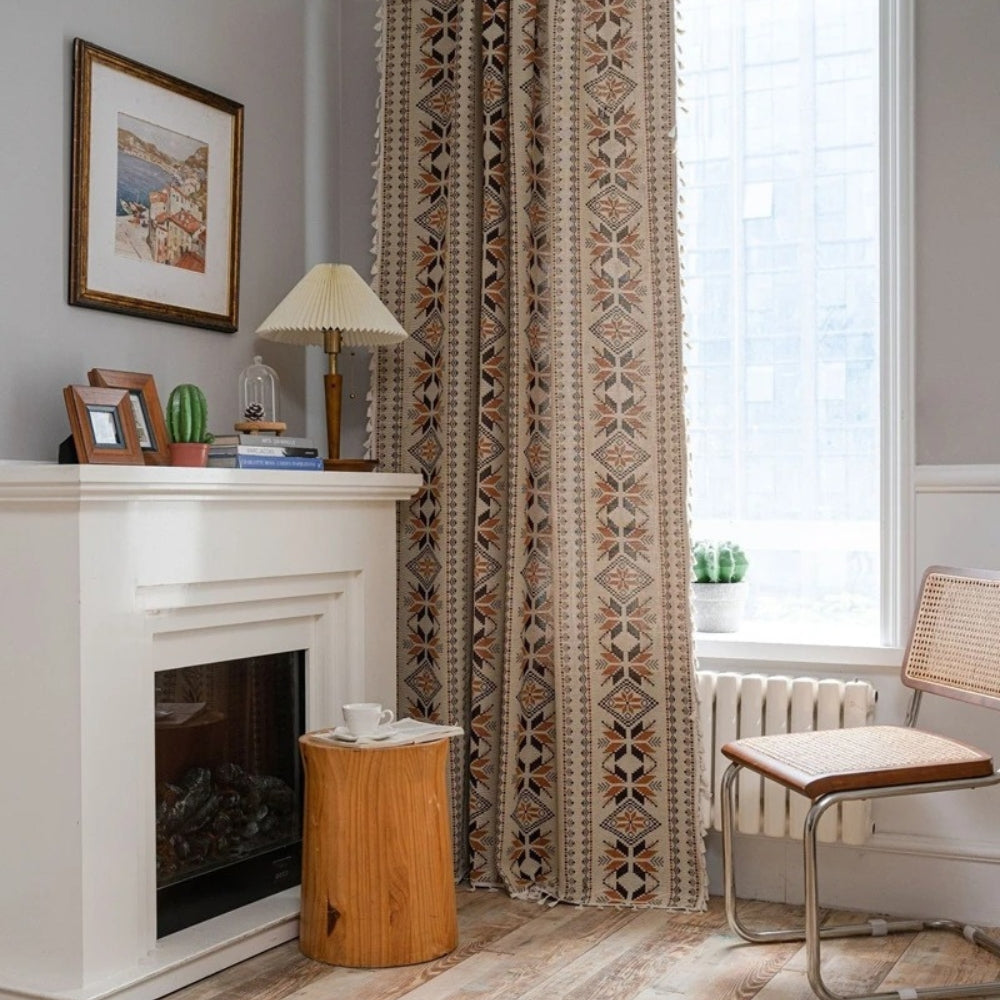 Curtain Semi-Blackout Microfiber Blend & Tassel Fringe