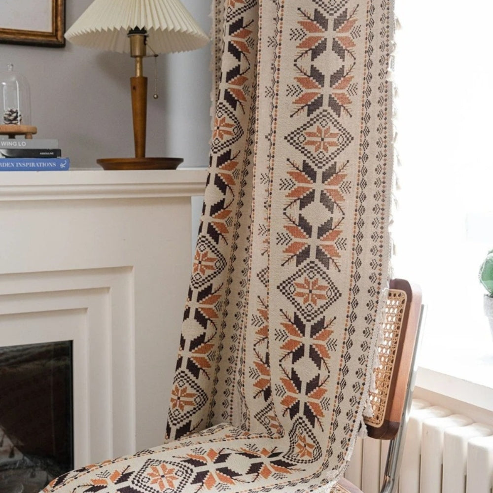 Curtain Semi-Blackout Microfiber Blend & Tassel Fringe