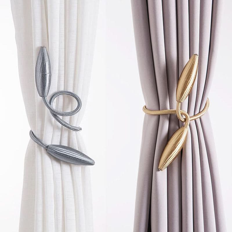 Curtain Tiebacks Adjustable Fabric & Rope Set of 2