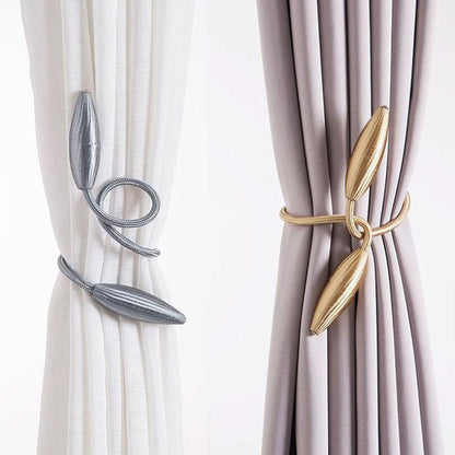 Curtain Tiebacks Adjustable Fabric & Rope Set of 2