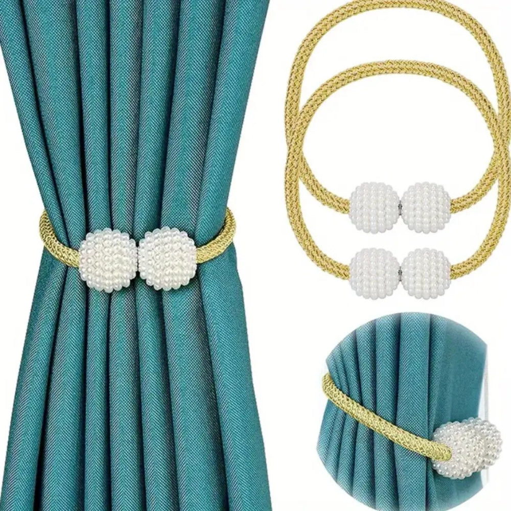 Curtain Tiebacks Magnetic Faux Pearl Set of 2