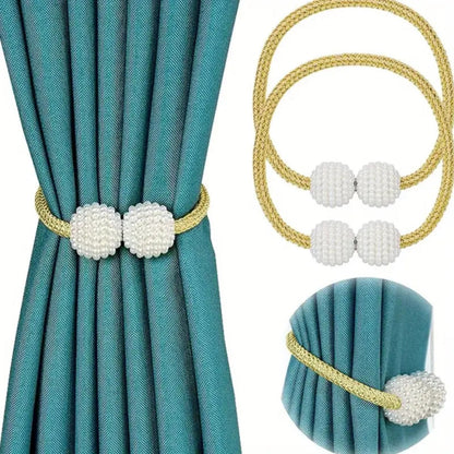 Curtain Tiebacks Magnetic Faux Pearl Set of 2