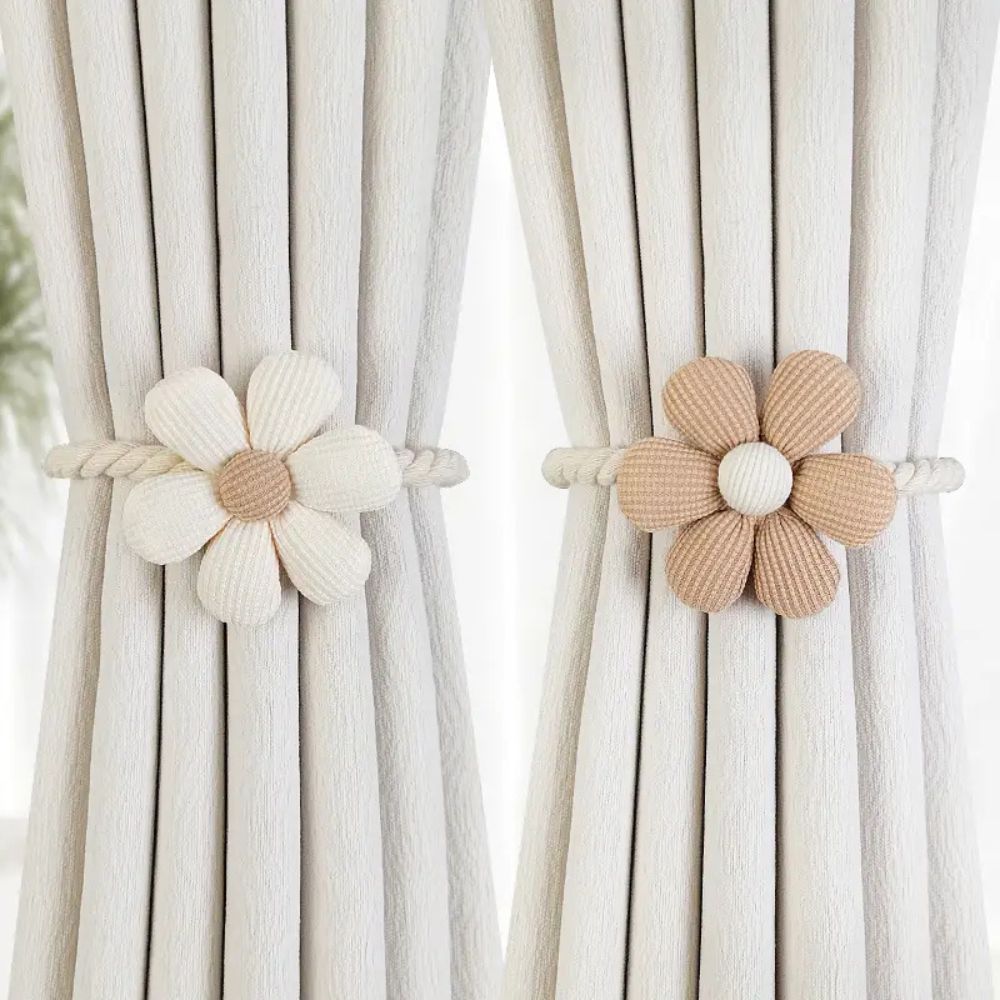 Curtain Tiebacks Magnetic Microfiber Floral Set of 2