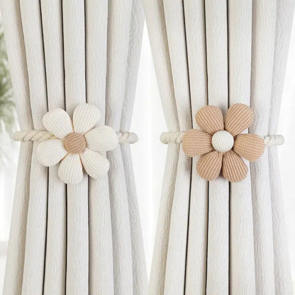 Curtain Tiebacks Magnetic Microfiber Floral Set of 2