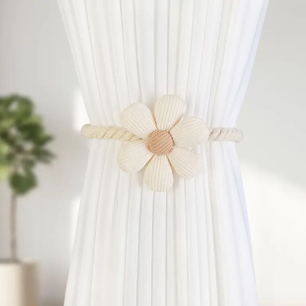 Curtain Tiebacks Magnetic Microfiber Floral Set of 2