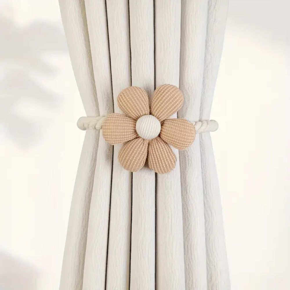 Curtain Tiebacks Magnetic Microfiber Floral Set of 2