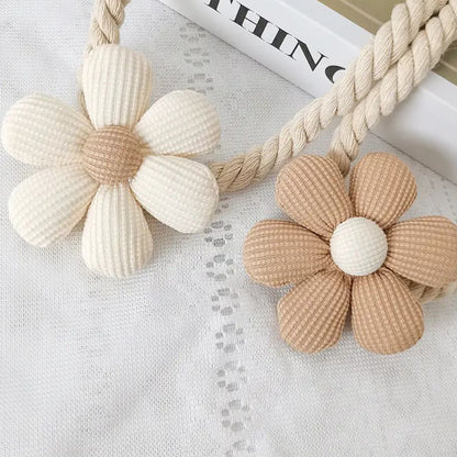 Curtain Tiebacks Magnetic Microfiber Floral Set of 2