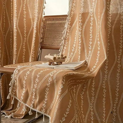 Curtains Light Filtering Microfiber Wheat Tassel Trim
