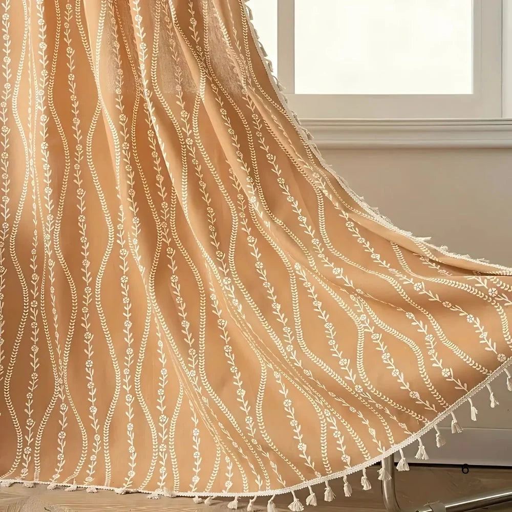 Curtains Light Filtering Microfiber Wheat Tassel Trim