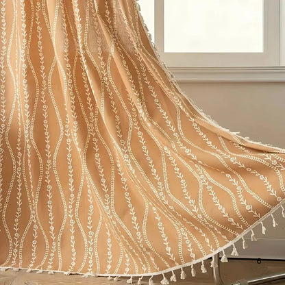 Curtains Light Filtering Microfiber Wheat Tassel Trim